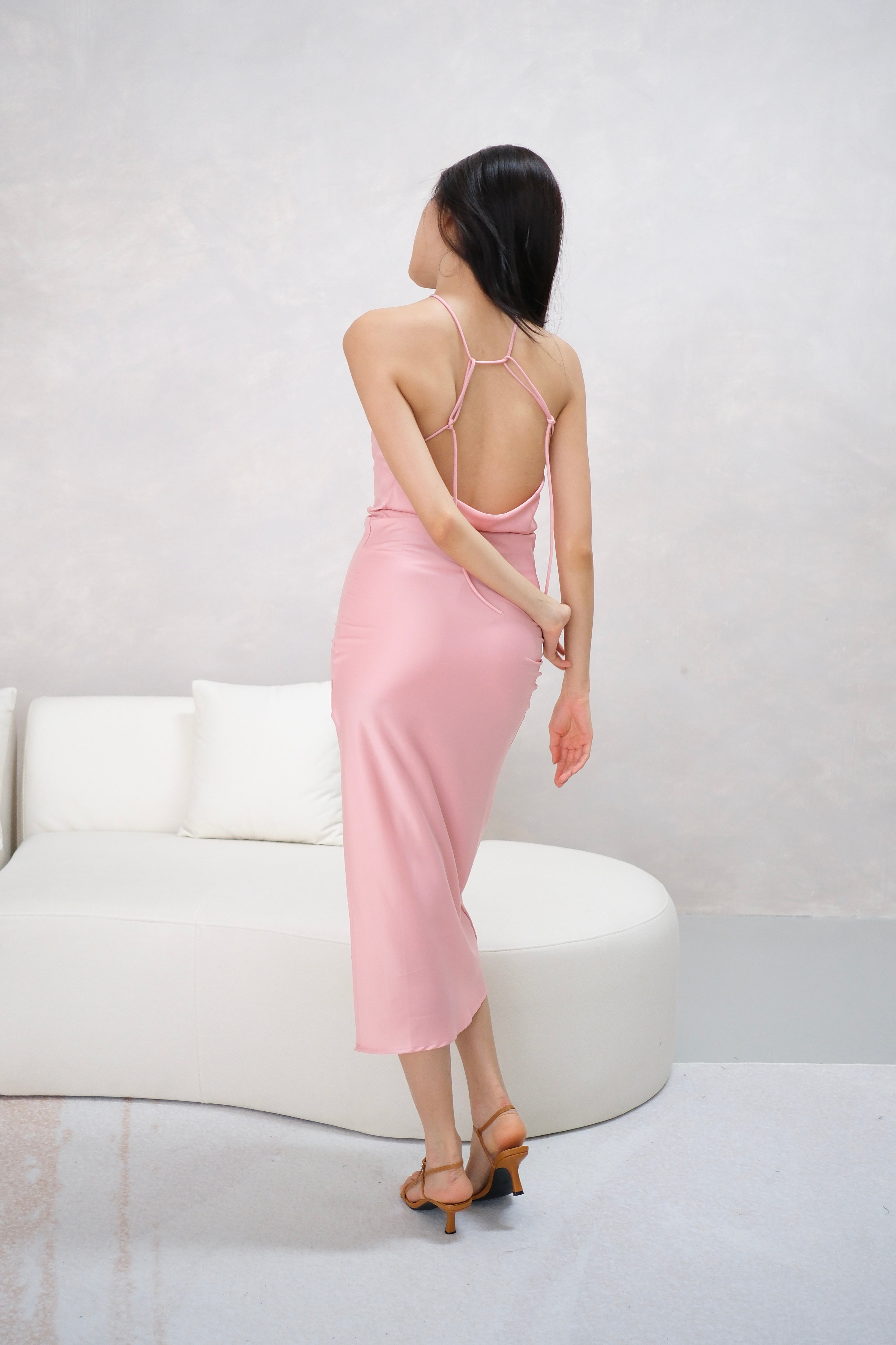 BELLA SATIN DRESS (PINK)