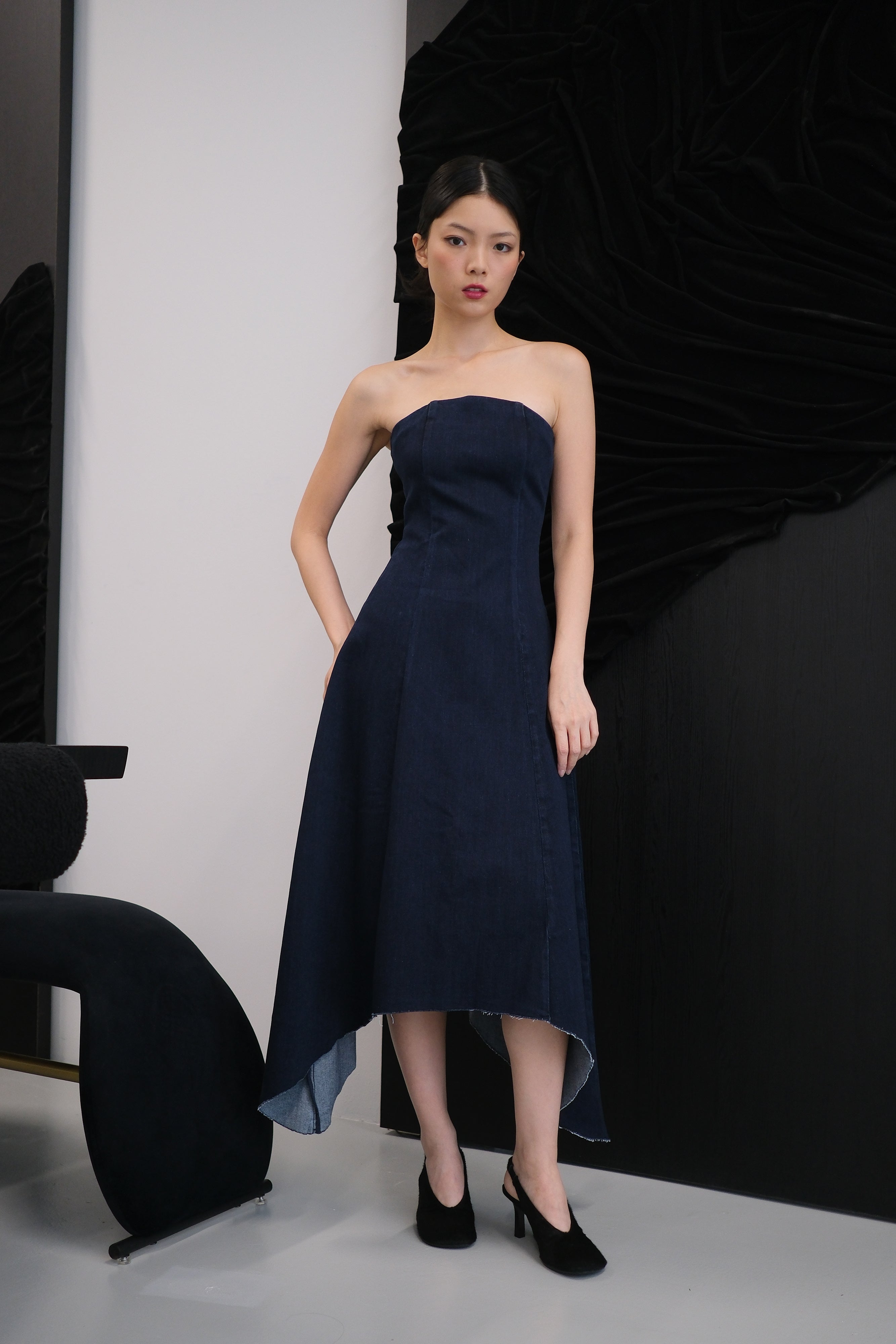 BLAIR DENIM ASYMMETRICAL HEM DRESS | Lovelight The Label BLAIR DENIM ASYMMETRICAL HEM DRESS | Lovelight The Label