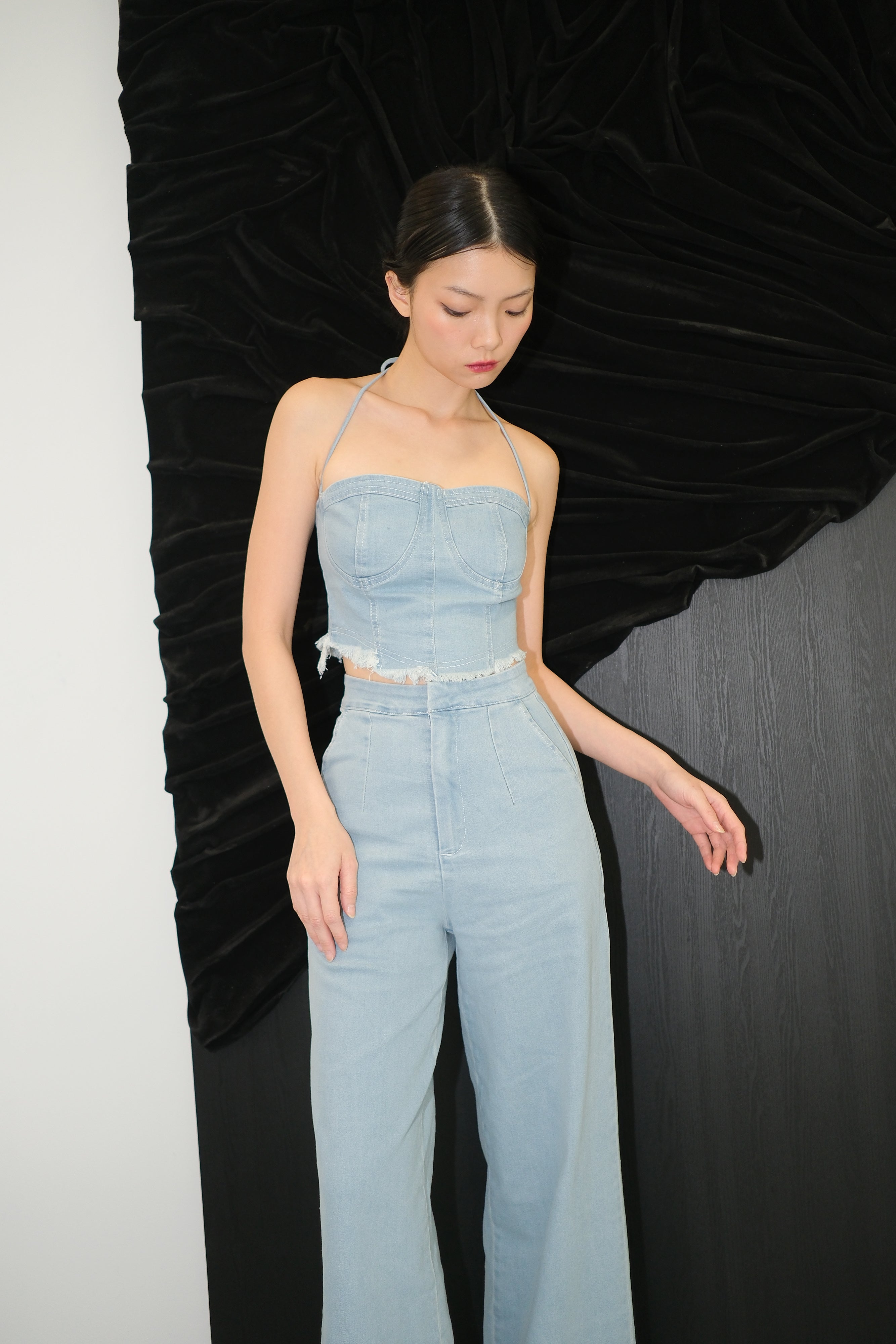 CHARLIE HALTER CO-ORD (LIGHT DENIM)