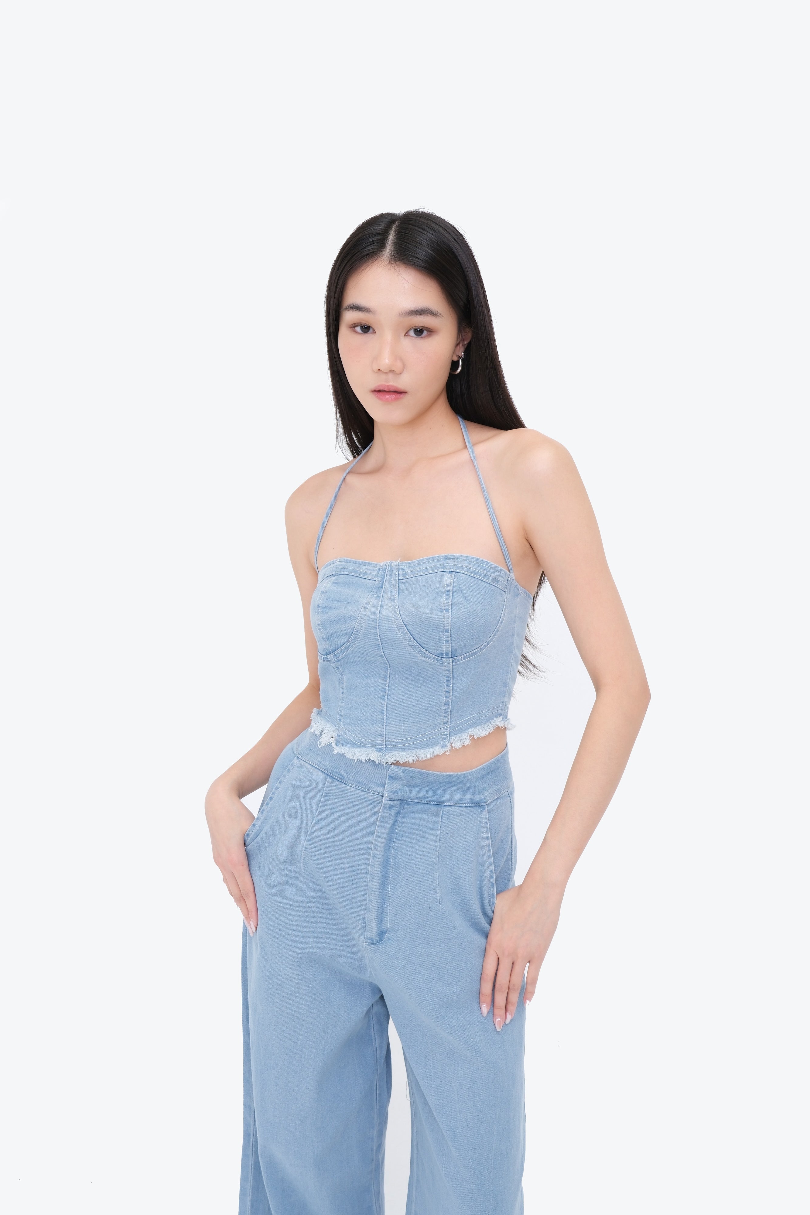 CHARLIE HALTER CO-ORD (LIGHT DENIM)