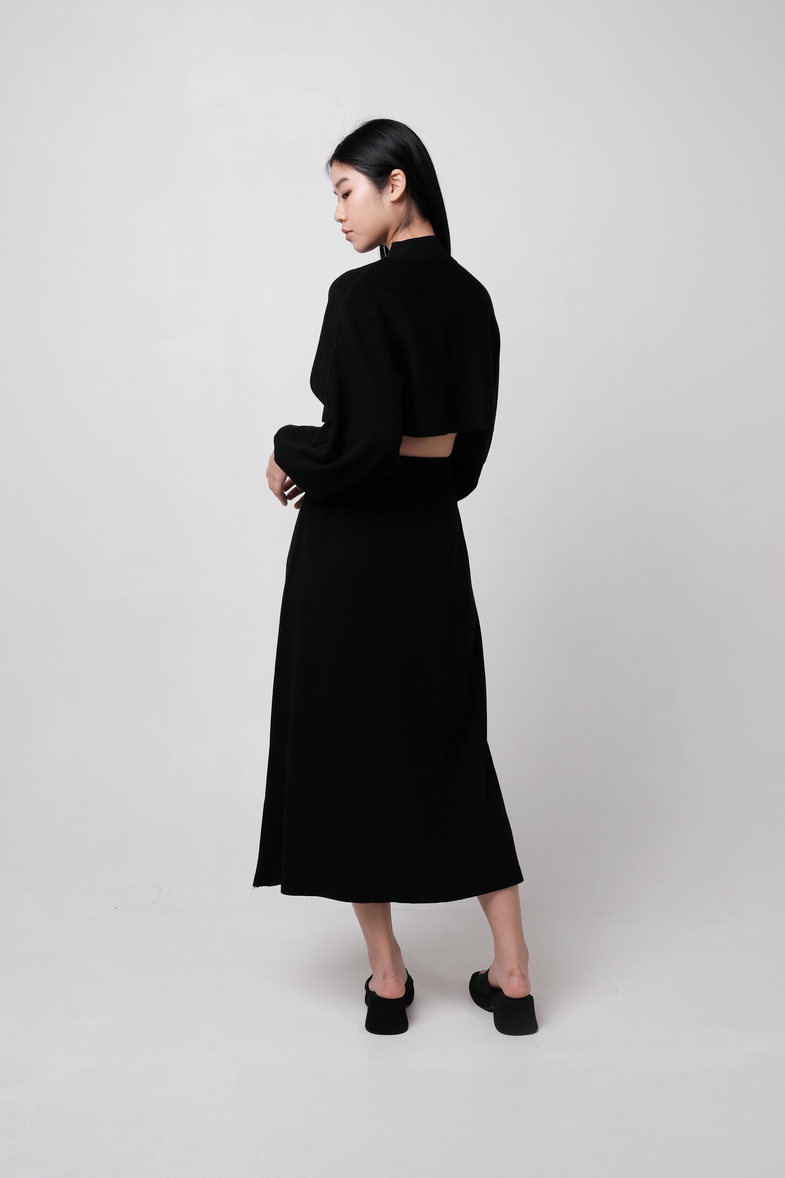 DAWN CROPPED LONG SLEEVE MAXI CO-ORD (BLACK)