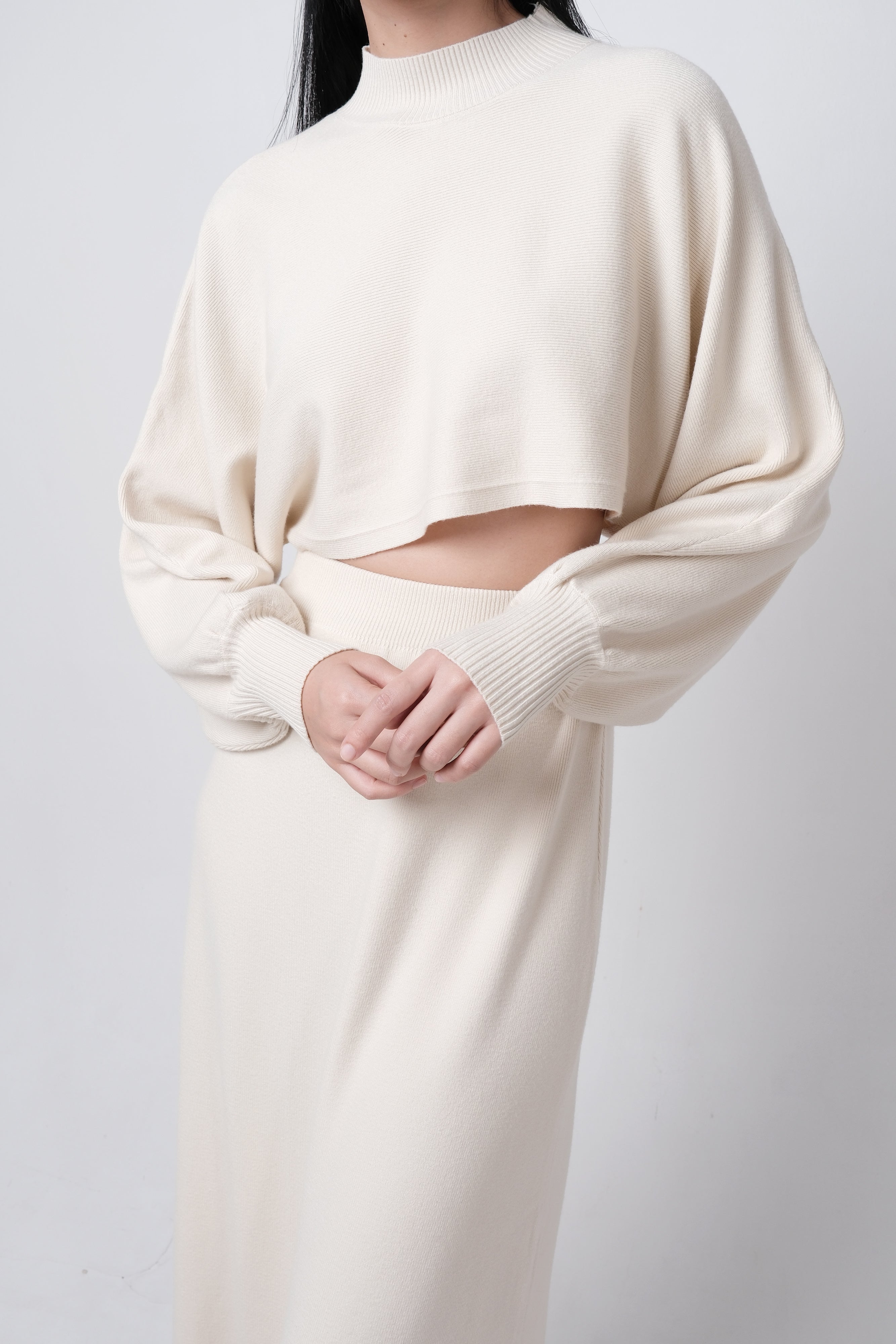 DAWN CROPPED LONG SLEEVE MAXI CO-ORD (CREAM)