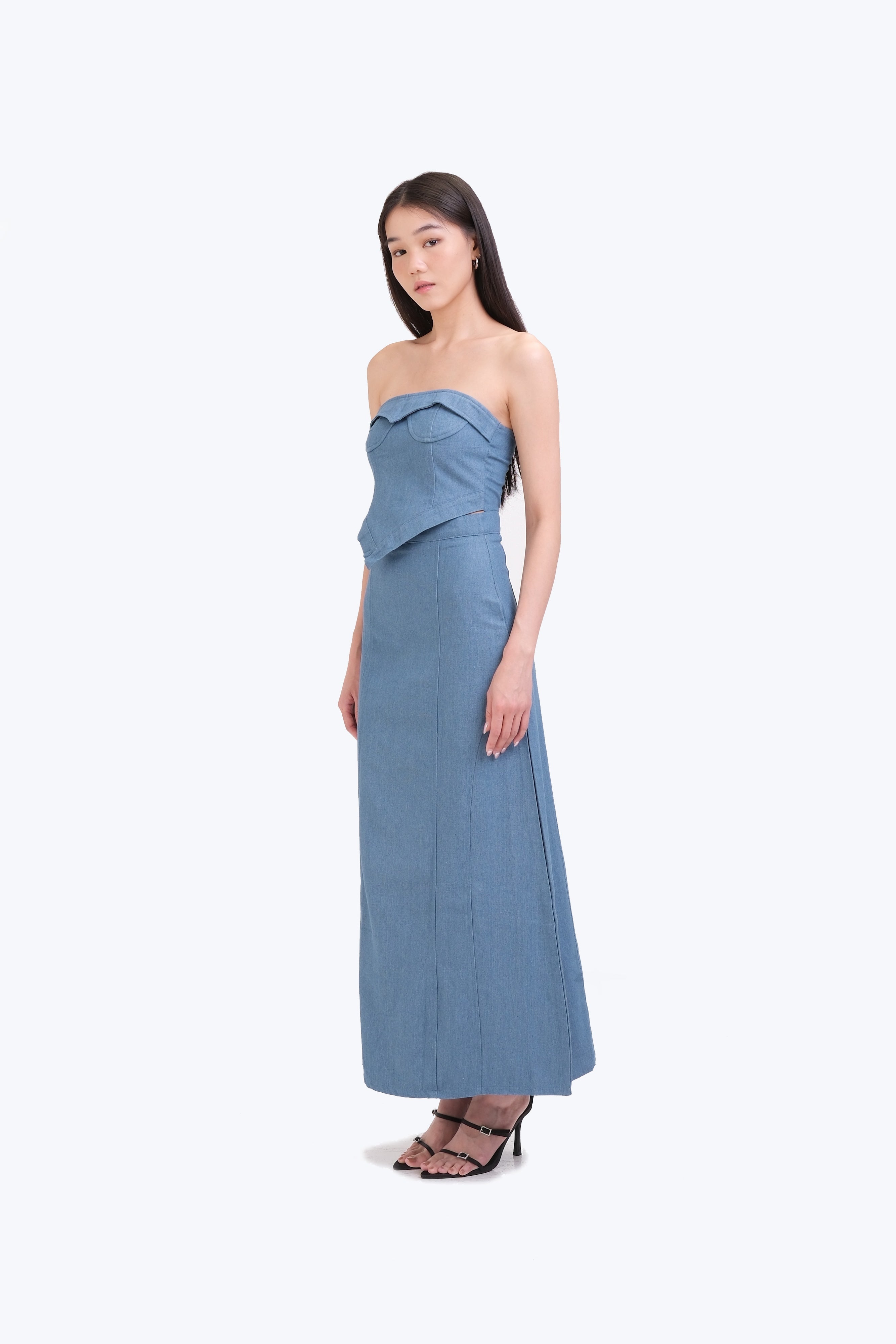 EMILY STRAPLESS CO-ORD (LIGHT DENIM)