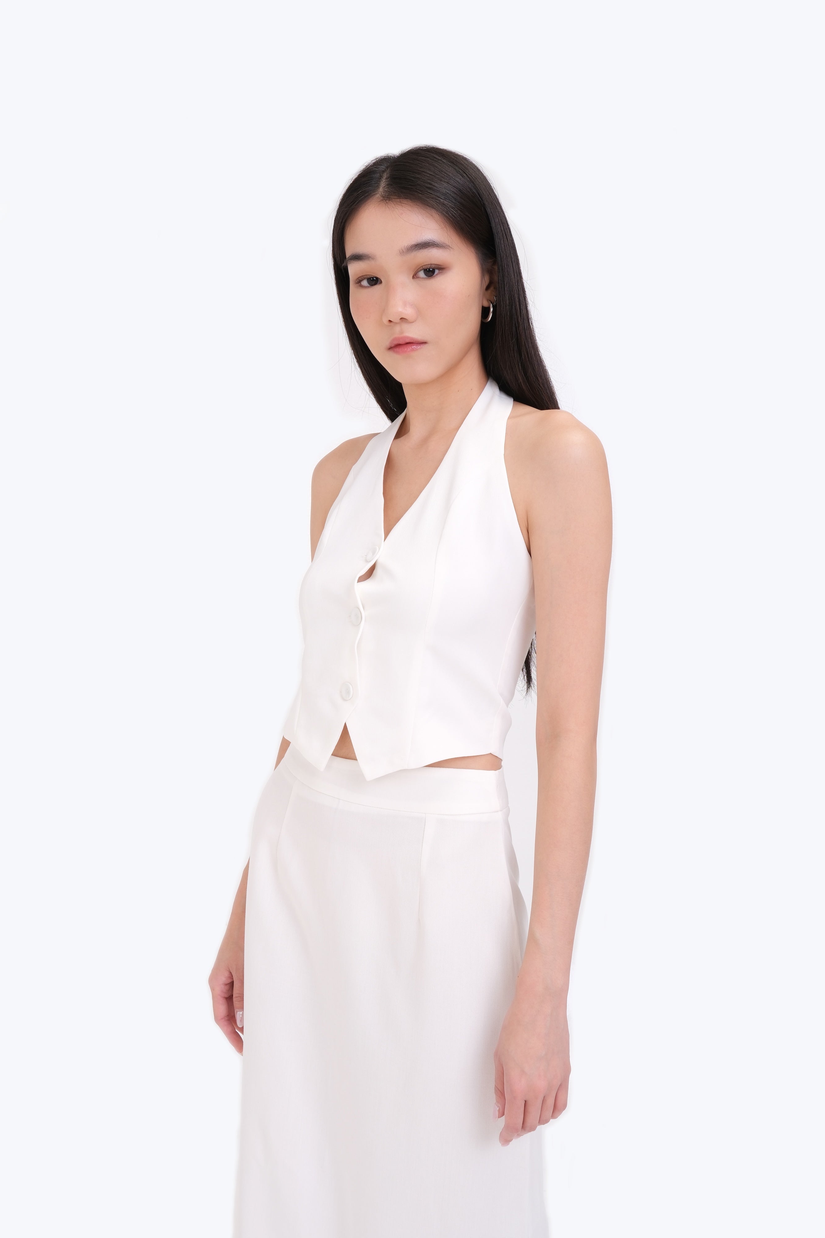 APRIL HALTER VEST CO-ORD (IVORY)