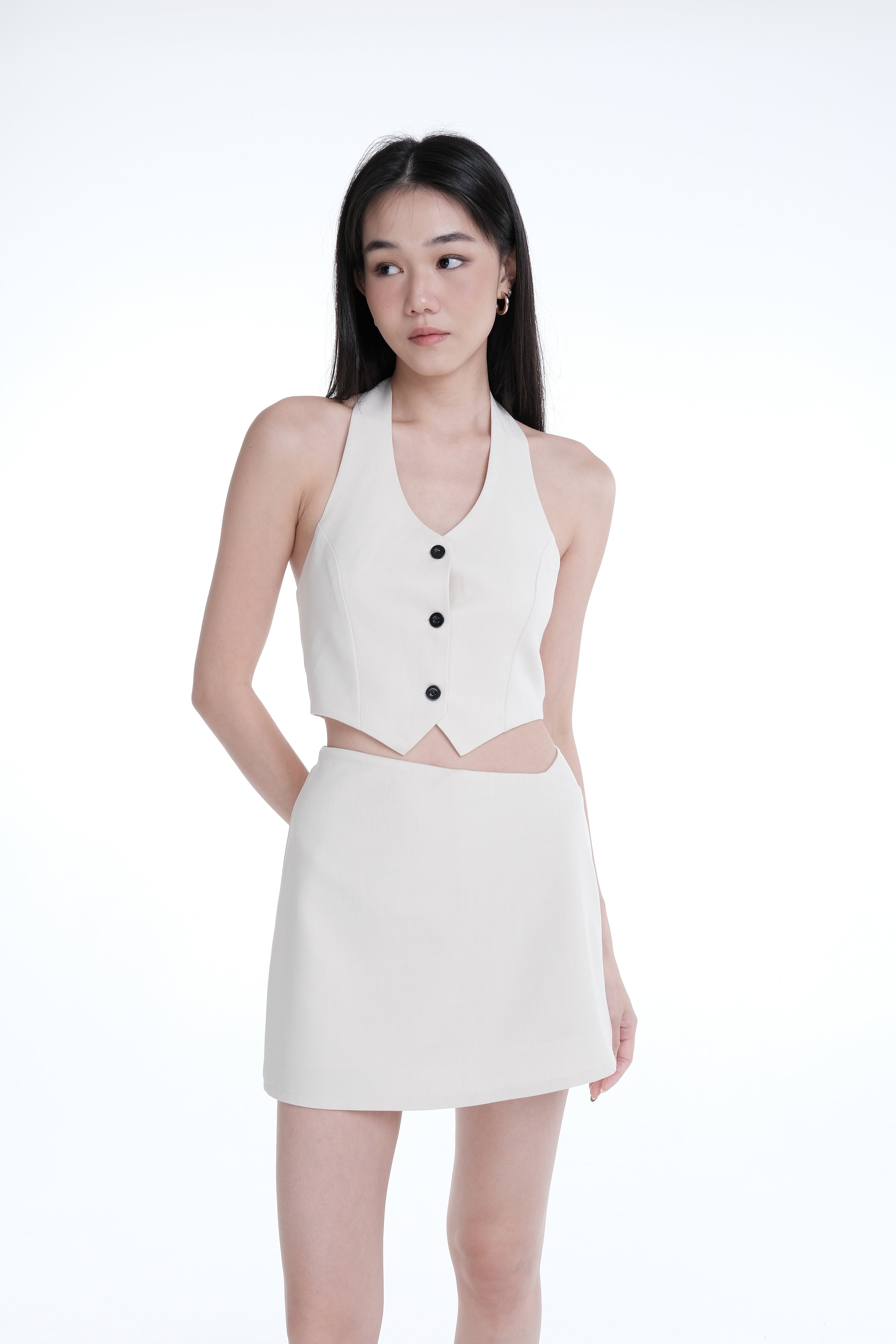 LUNA VEST SKORTS CO-ORD (BEIGE)