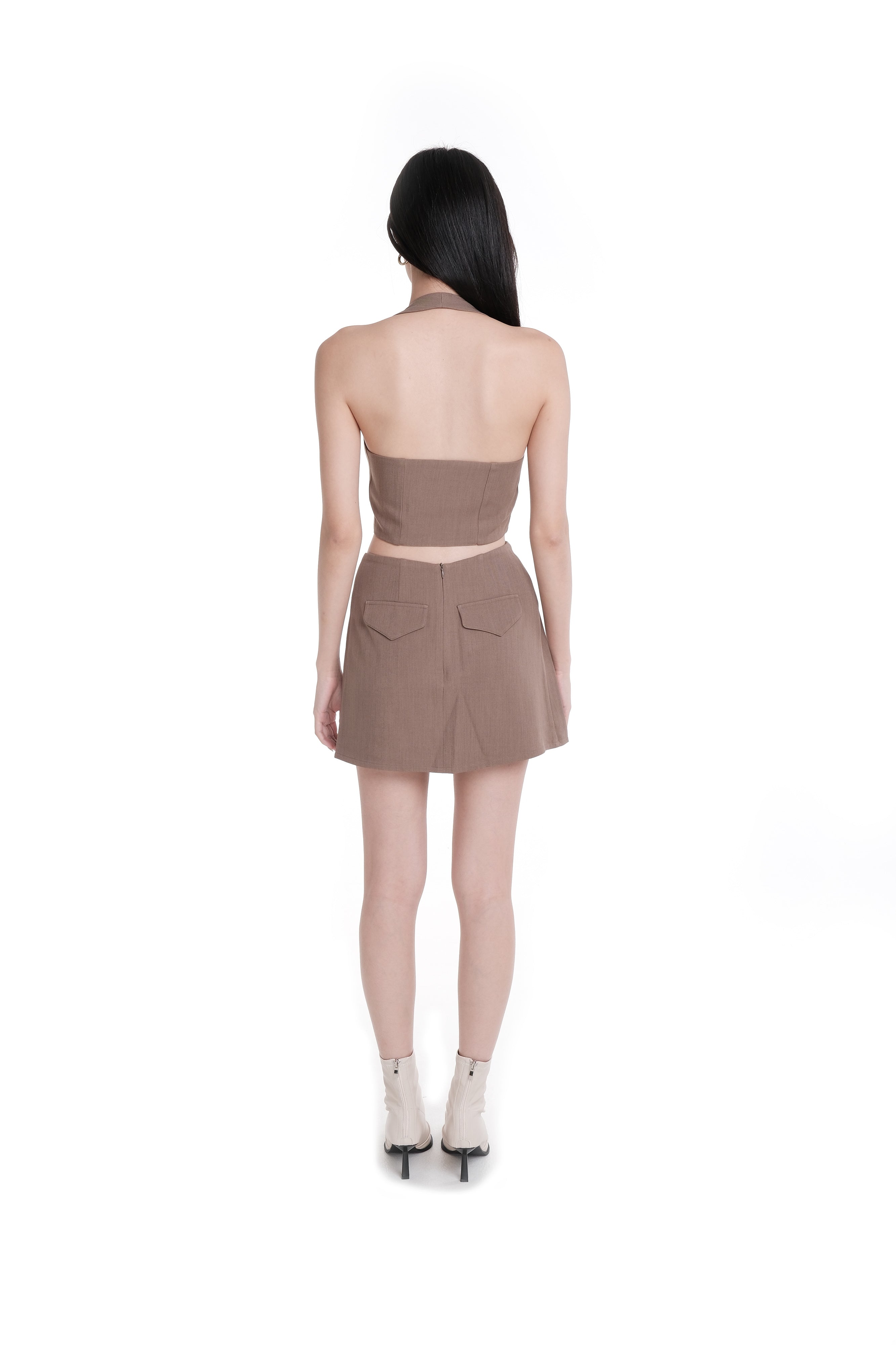 LUNA VEST SKORTS CO-ORD (TAUPE)