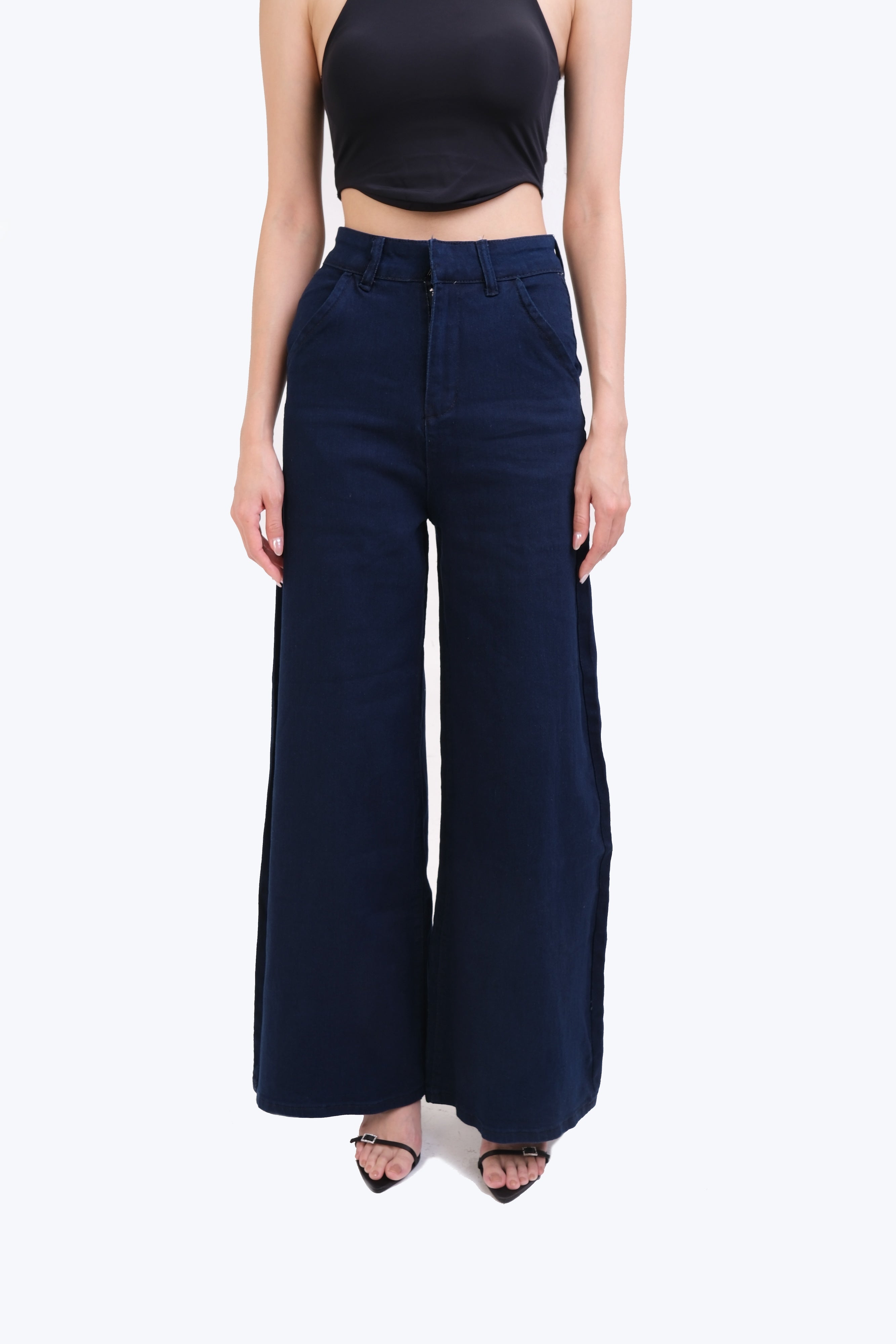 KENDALL WIDE LEG DENIM TROUSERS (DARK)