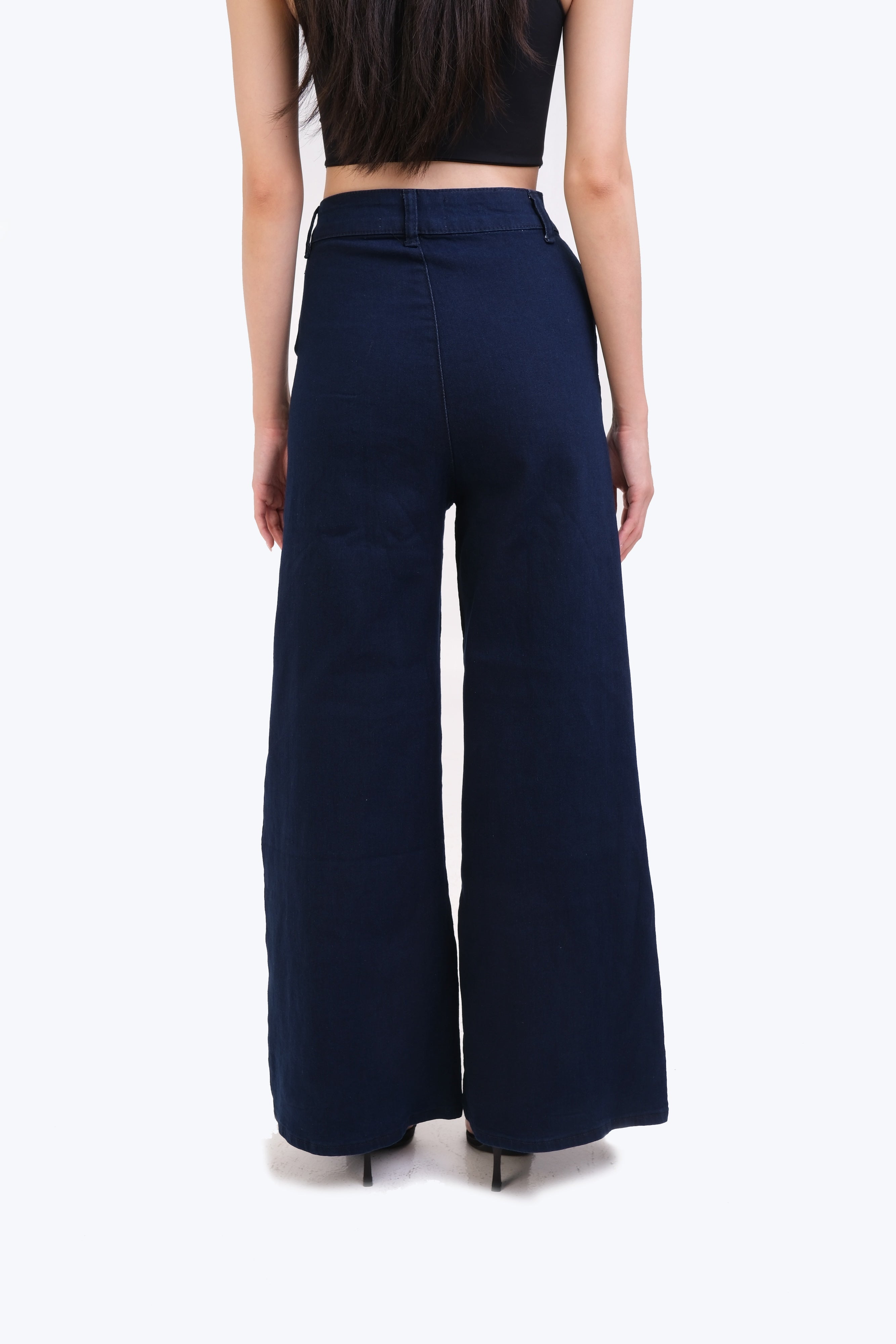 KENDALL WIDE LEG DENIM TROUSERS (DARK)