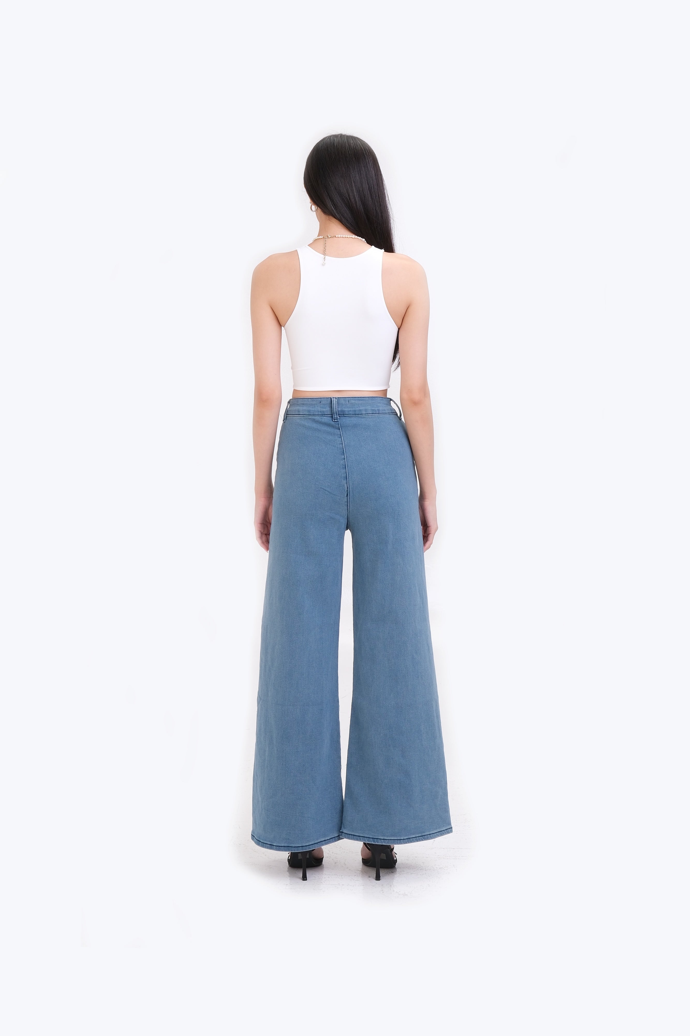 KENDALL WIDE LEG DENIM TROUSERS (LIGHT)