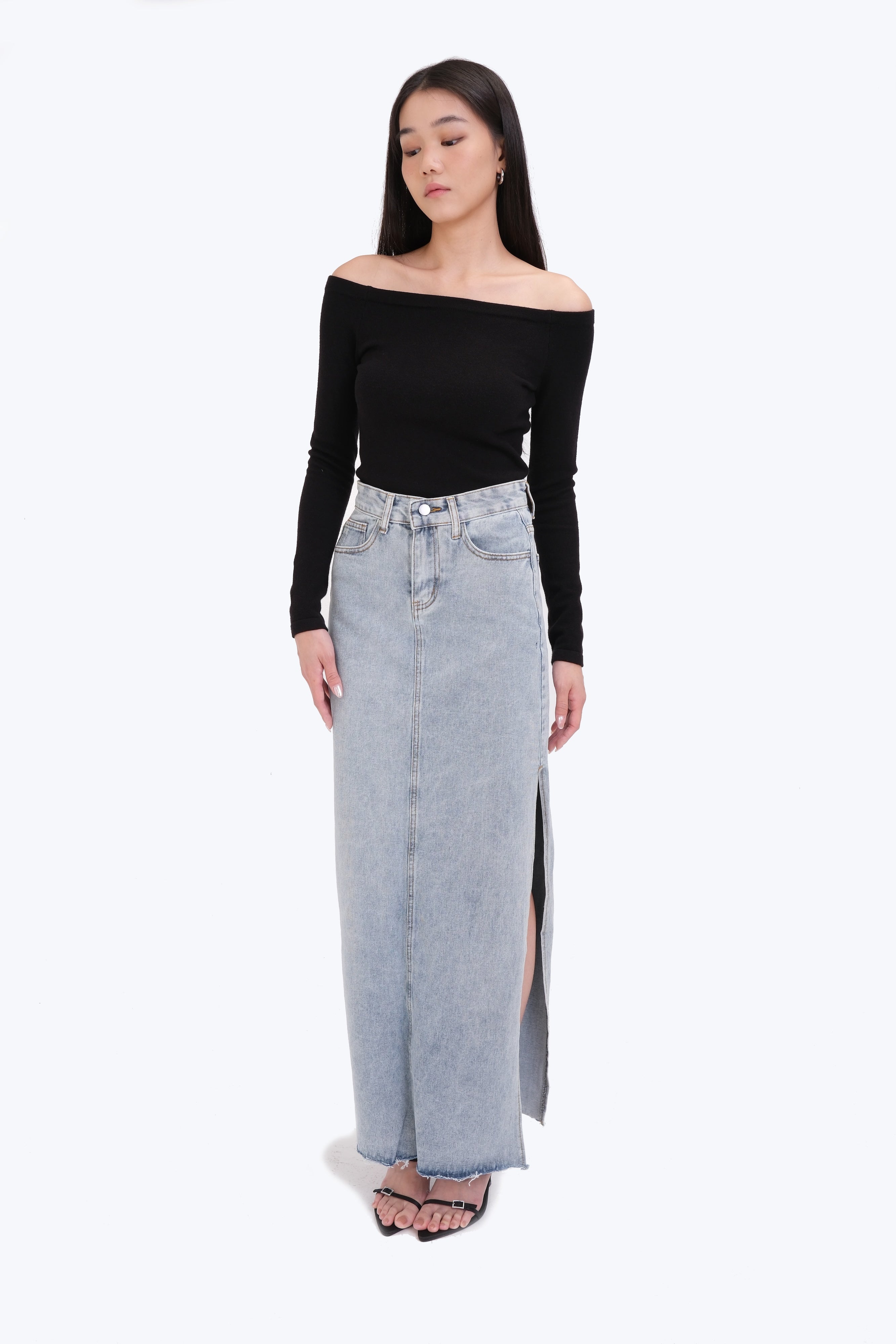 OLIVIA DENIM MAXI SKIRT (LIGHT)