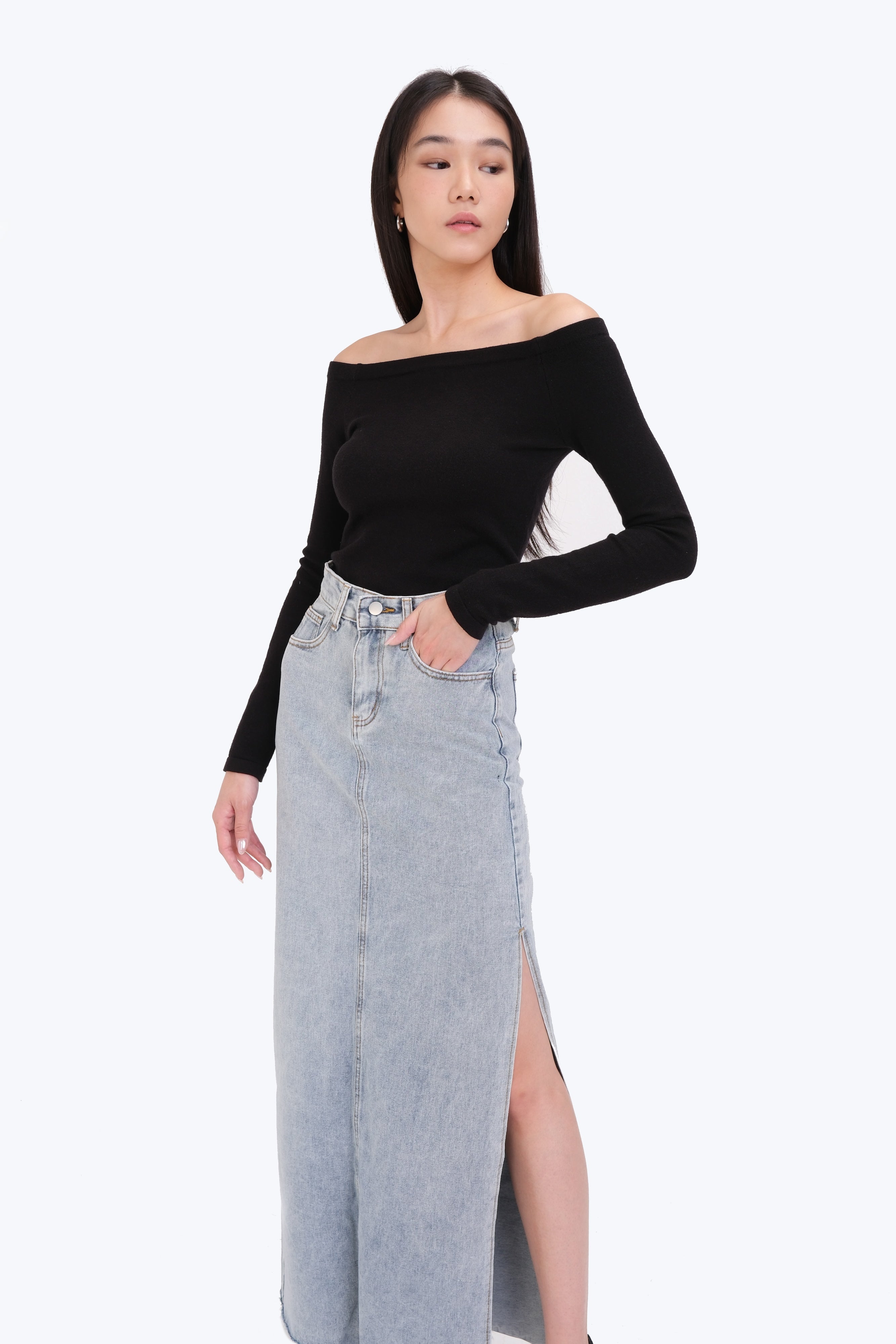 OLIVIA DENIM MAXI SKIRT (LIGHT)