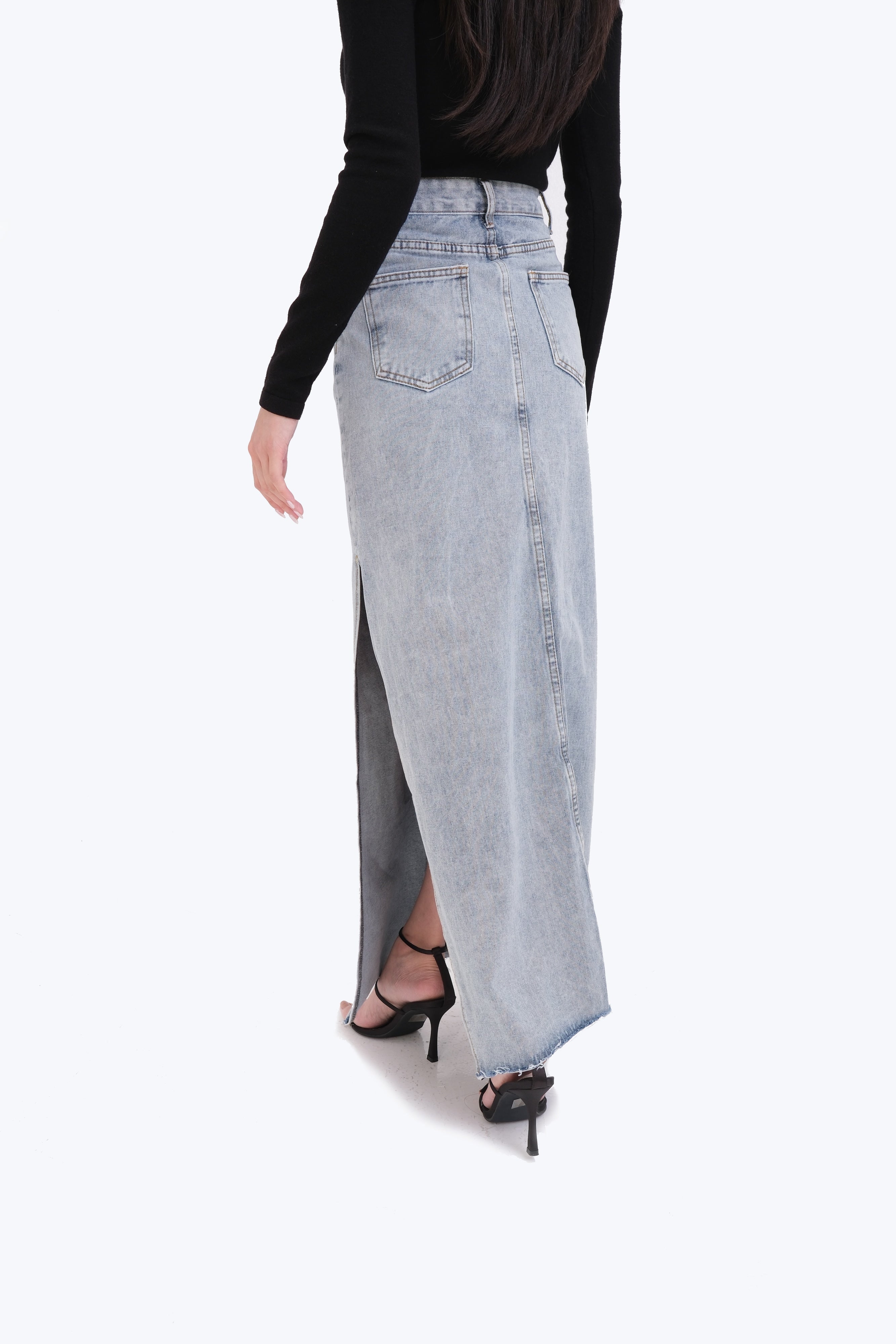 OLIVIA DENIM MAXI SKIRT (LIGHT)