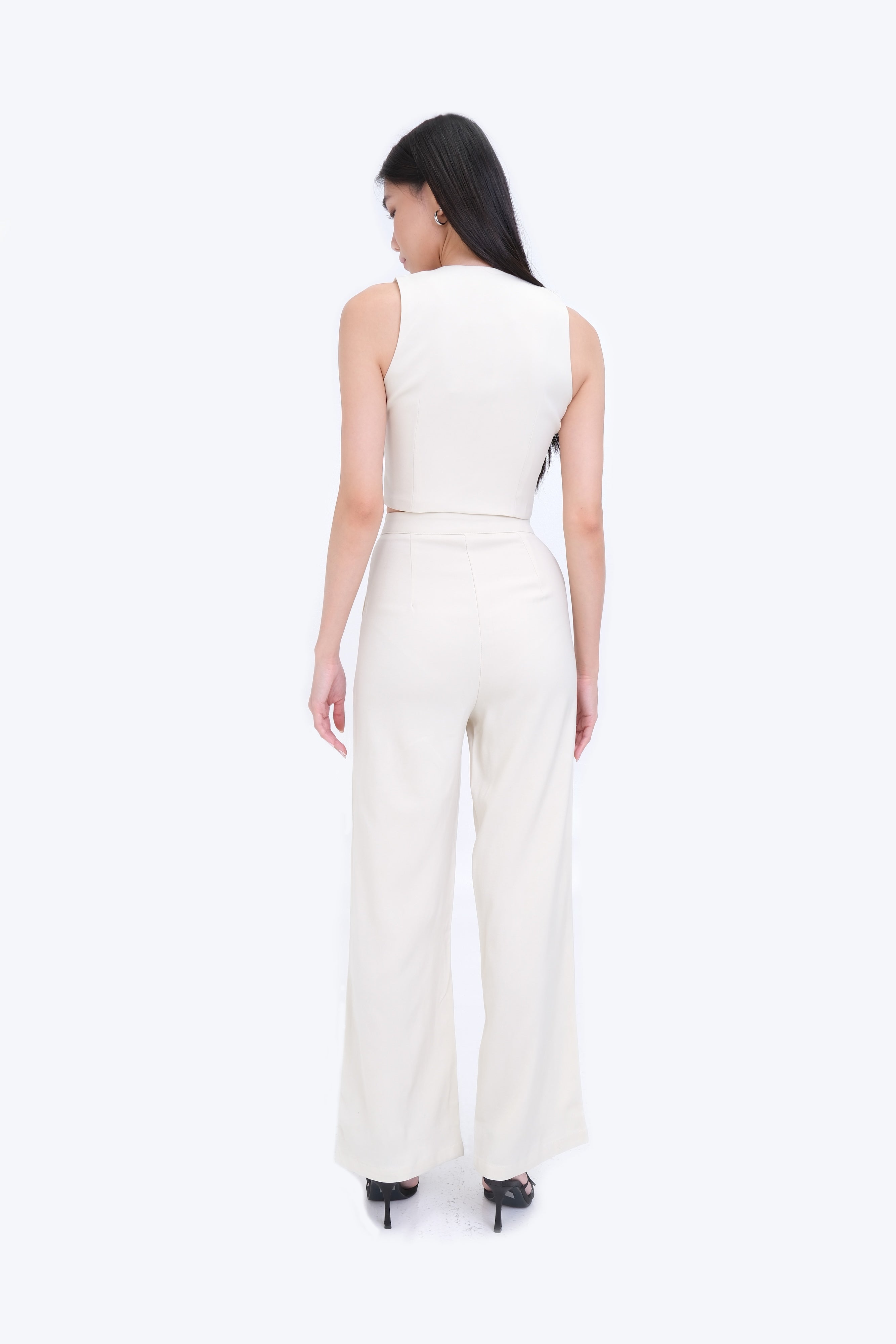 TERRI CROPPED VEST CO-ORD (IVORY)